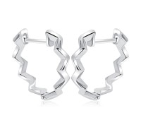 Unique Wavy Design Silver Hoop Earring HO-2515